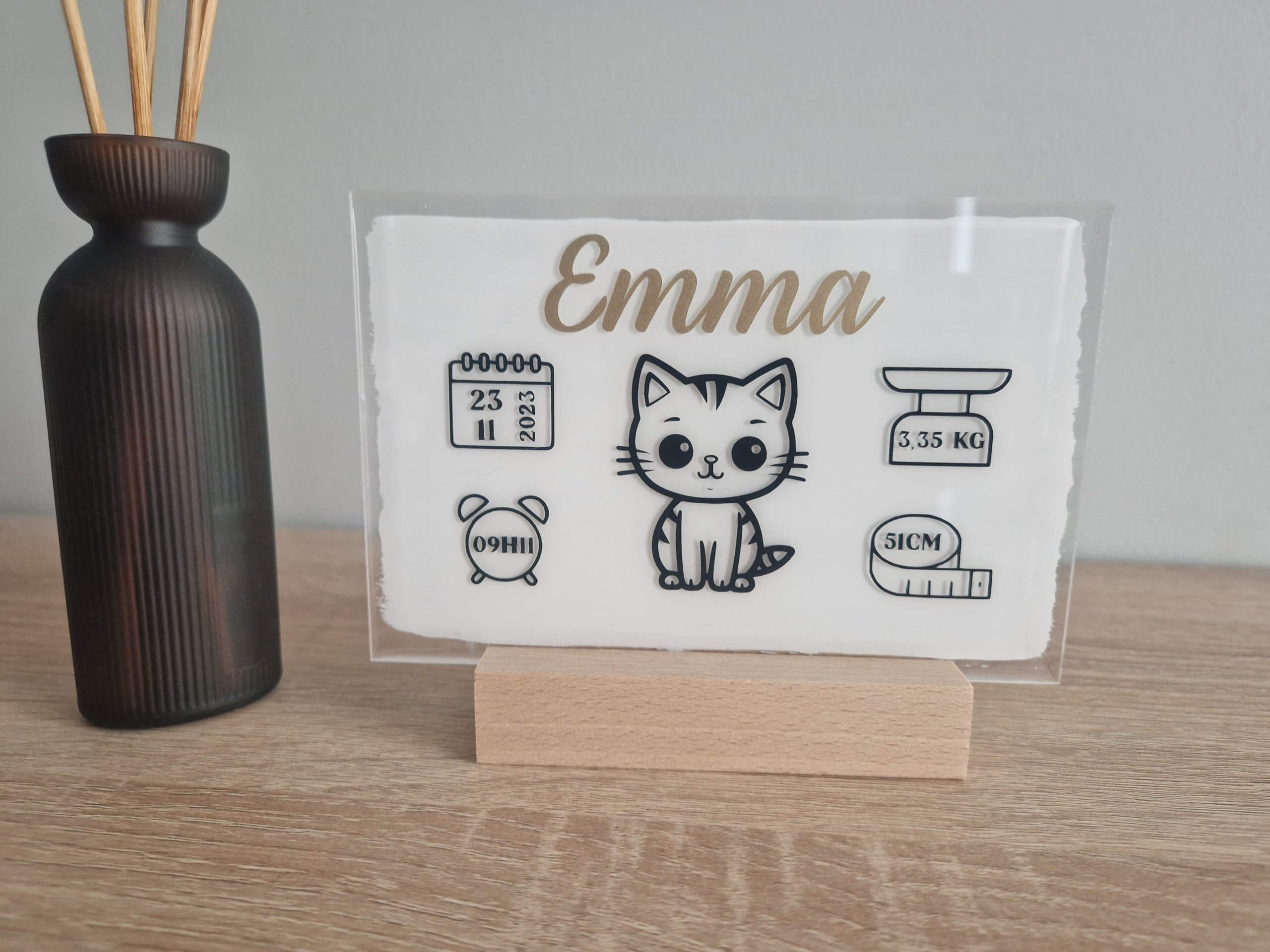 plaque acrylique personnalisée “souvenir de naissance” cadeau de naissance unique sur support en bois plaque acrylique personnalisée “souvenir de naissance” cadeau de naissance unique sur support en bois