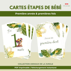 Ressources cartes Étapes bébé & premières fois animaux de la jungle