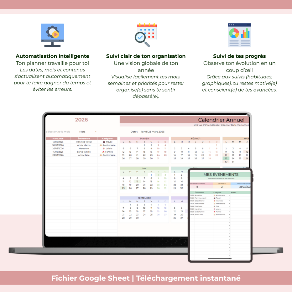 calendrier mensuel & annuel