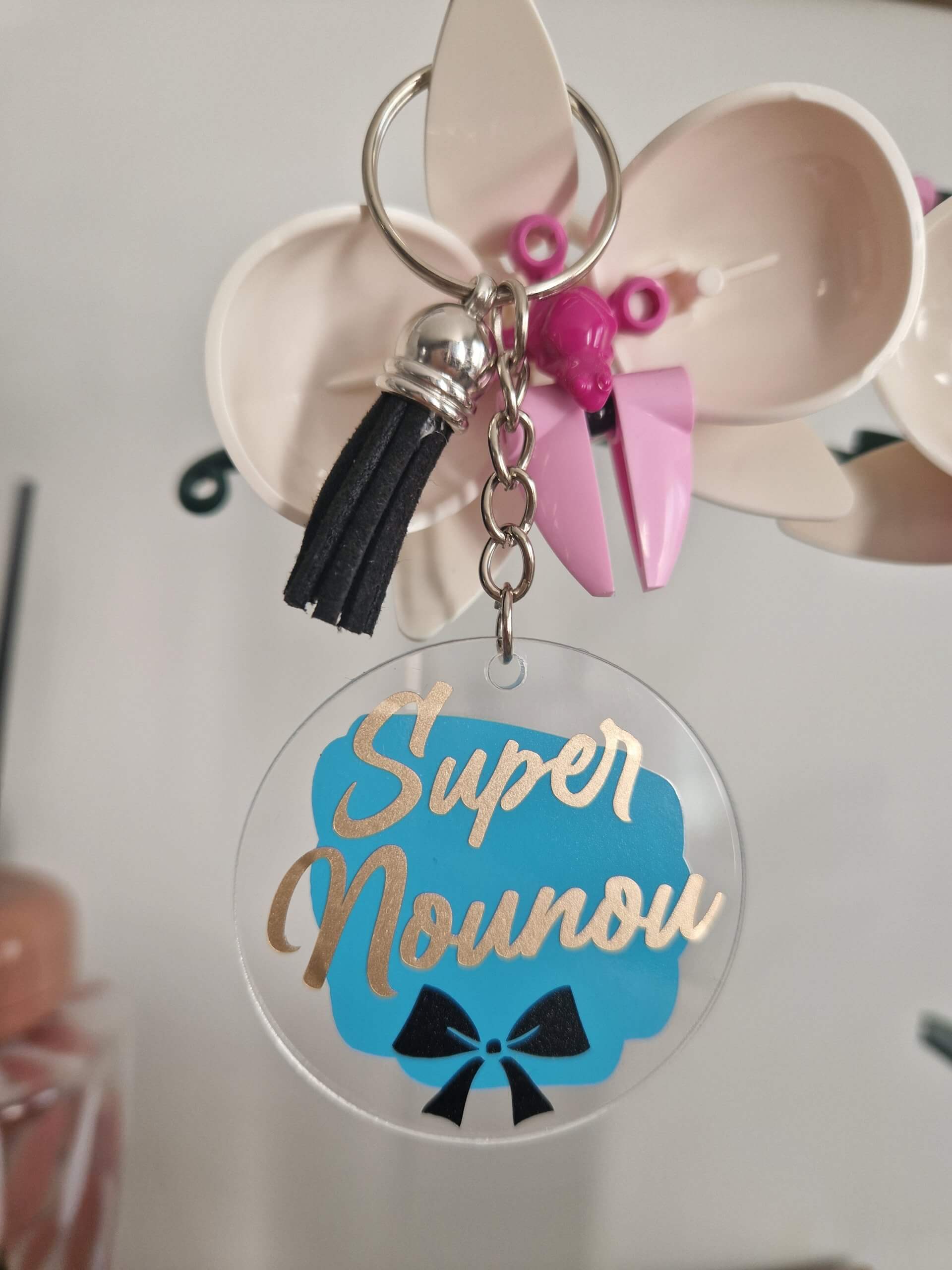 porte clés "super nounou" bleu porte clés "super nounou" bleu